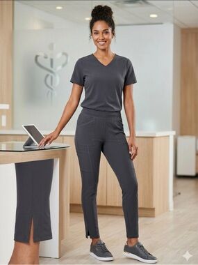 Urbane Impulse Slim Fit Extreme Stretch Dark Gray Scrub Straight Leg Pants M